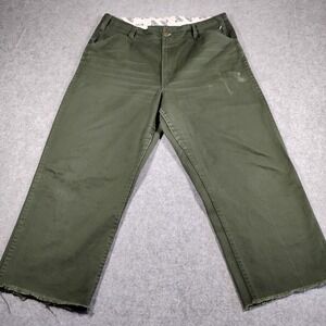 Vintage Ben Davis 625 Mens 36 Green Relaxed Fit Wide Leg Cropped Workwear Pants